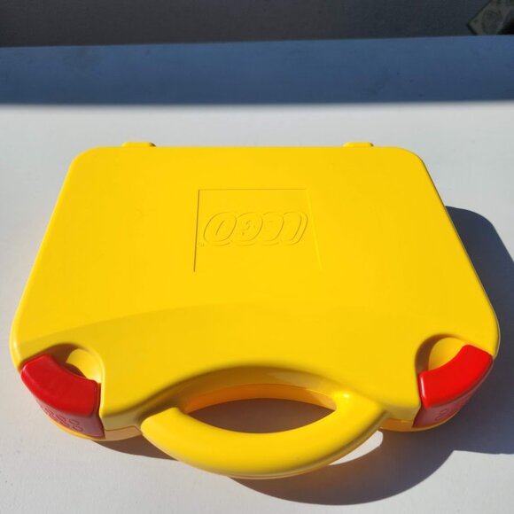 SET of 2 LEGO Yellow Plastic Carrying Carry Case Storage Box w Handle Dividers O - Picture 5 of 16